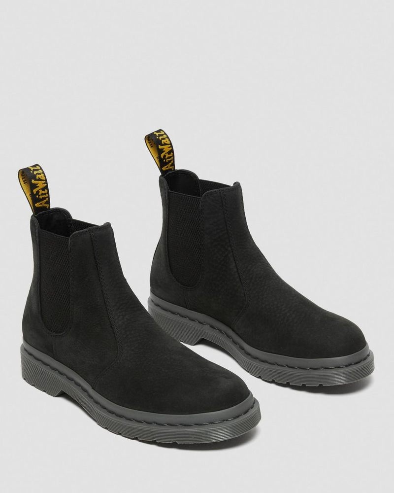 Black Dr Martens 2976 Mono Milled Nubuck Leather Chelsea Boots (Milled Nubuck Wp) Boots | CV97-R9AT