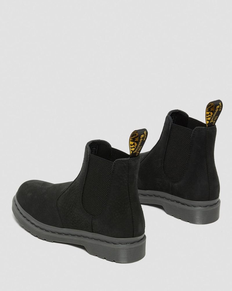 Black Dr Martens 2976 Mono Milled Nubuck Leather Chelsea Boots (Milled Nubuck Wp) Boots | CV97-R9AT