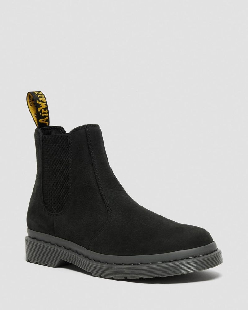 Black Dr Martens 2976 Mono Milled Nubuck Leather Chelsea Boots (Milled Nubuck Wp) Boots | CV97-R9AT