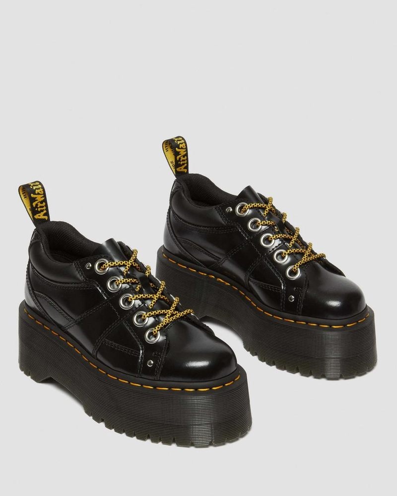 Black Dr Martens 5-Eye Max Buttero Leather Platform Shoes (Buttero) Platforms | VZ14-T7WR