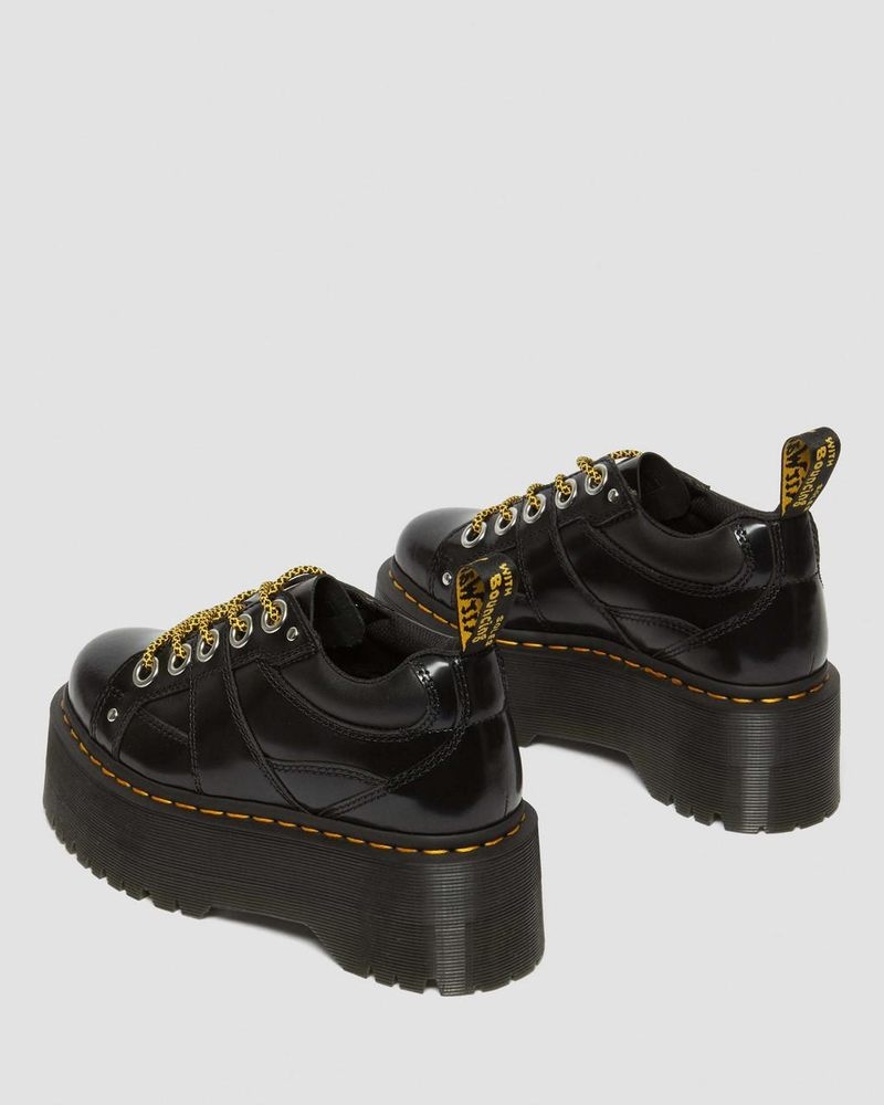 Black Dr Martens 5-Eye Max Buttero Leather Platform Shoes (Buttero) Platforms | VZ14-T7WR