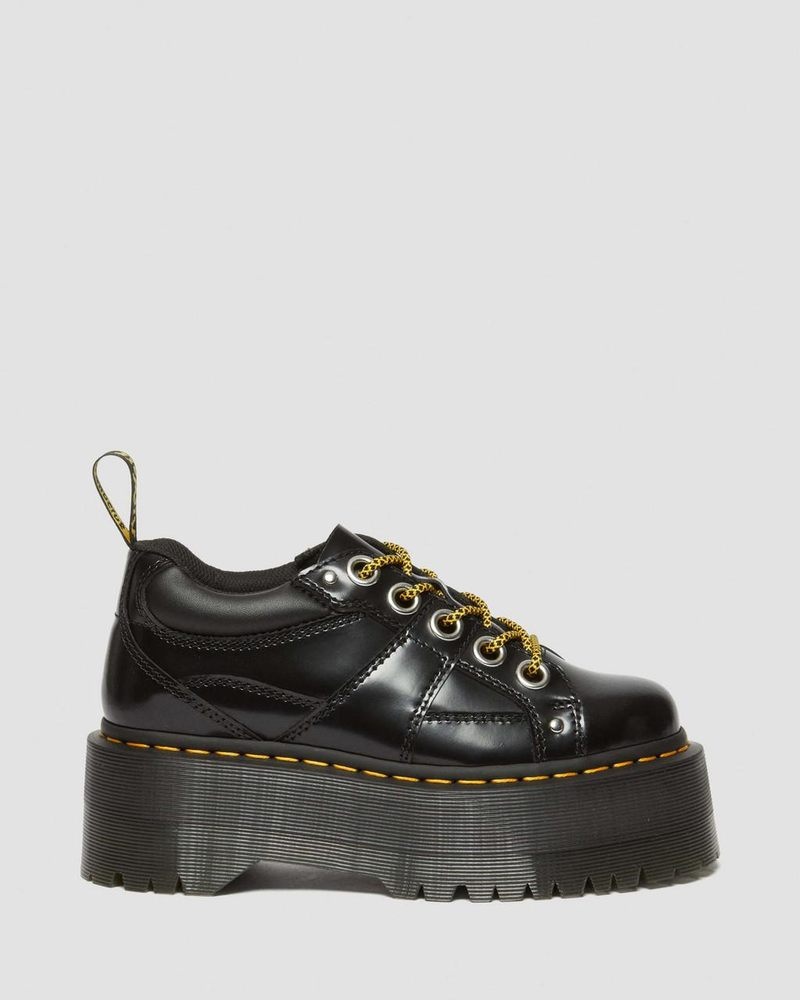 Black Dr Martens 5-Eye Max Buttero Leather Platform Shoes (Buttero) Platforms | VZ14-T7WR