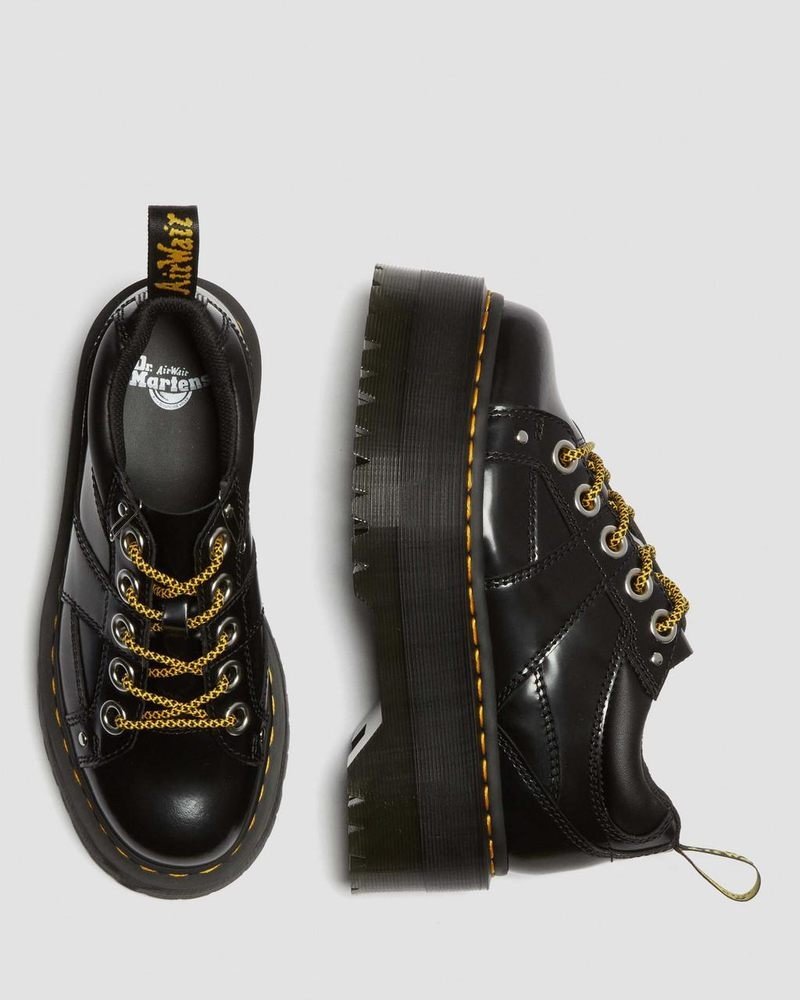 Black Dr Martens 5-Eye Max Buttero Leather Platform Shoes (Buttero) Platforms | VZ14-T7WR