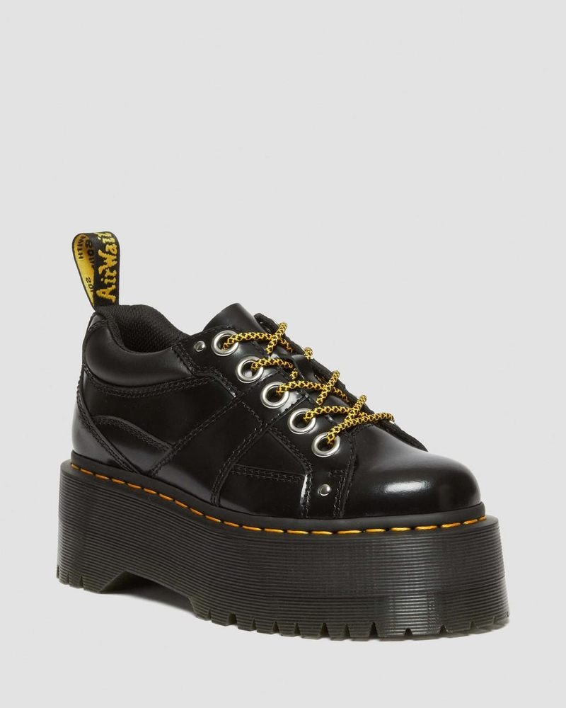 Black Dr Martens 5-Eye Max Buttero Leather Platform Shoes (Buttero) Platforms | VZ14-T7WR