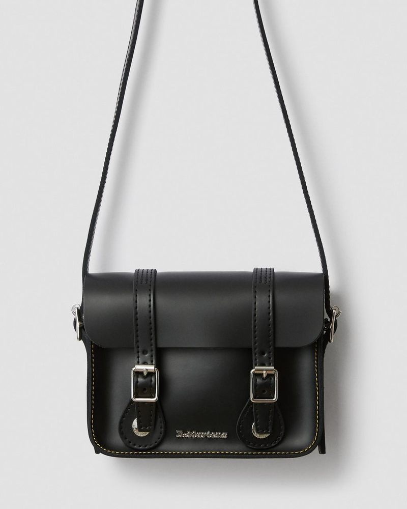 Black Dr Martens 7 Inch Leather Crossbody Bag (Smooth Leather) Bags & Backpacks | AP13-O4LV