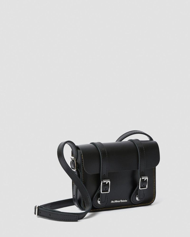 Black Dr Martens 7 Inch Leather Crossbody Bag (Smooth Leather) Bags & Backpacks | AP13-O4LV