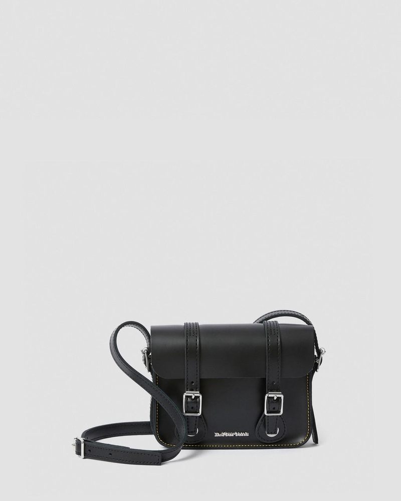 Black Dr Martens 7 Inch Leather Crossbody Bag (Smooth Leather) Bags & Backpacks | AP13-O4LV