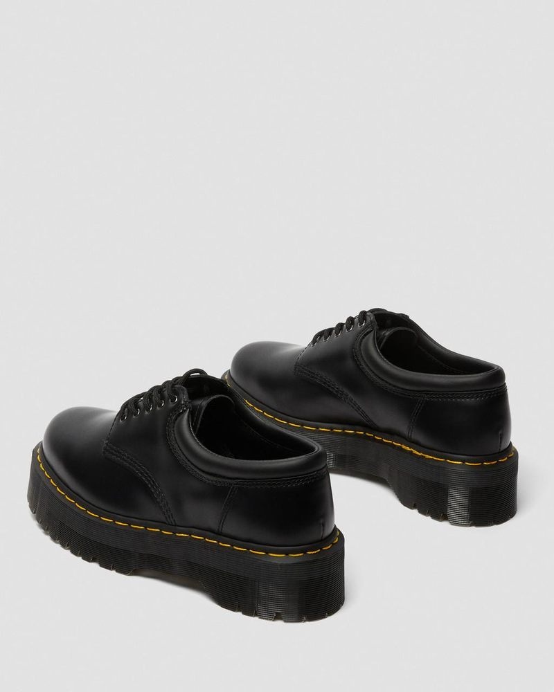 Black Dr Martens 8053 Leather Platform Casual Shoes (Polished Smooth) Platforms | CF56-D8ED