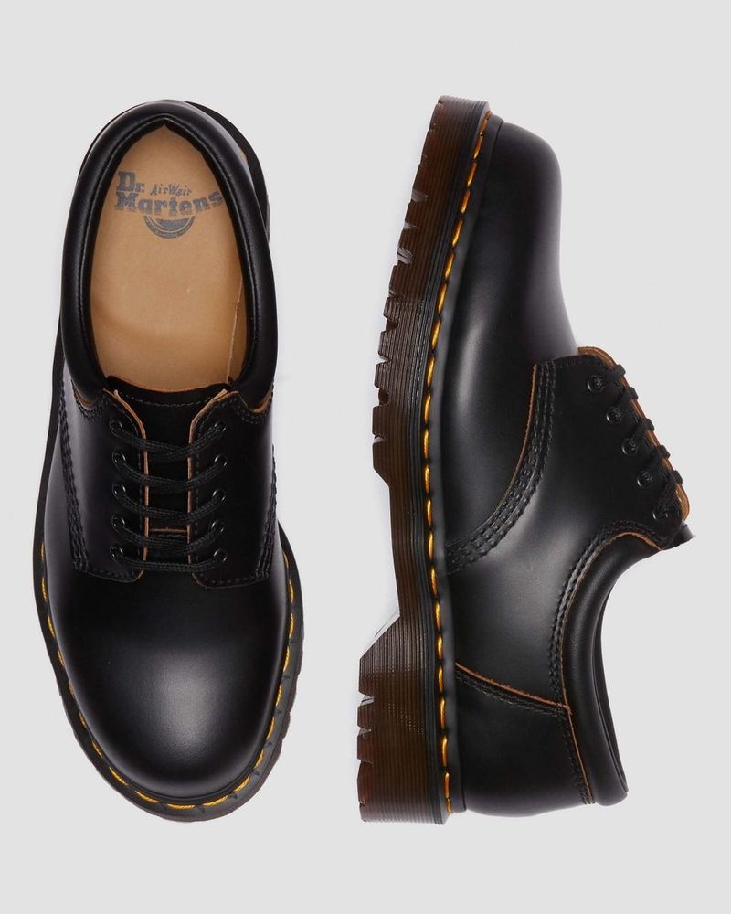 Black Dr Martens 8053 Vintage Smooth Leather Oxford Shoes (Vintage Smooth) Shoes | LY99-I5AL