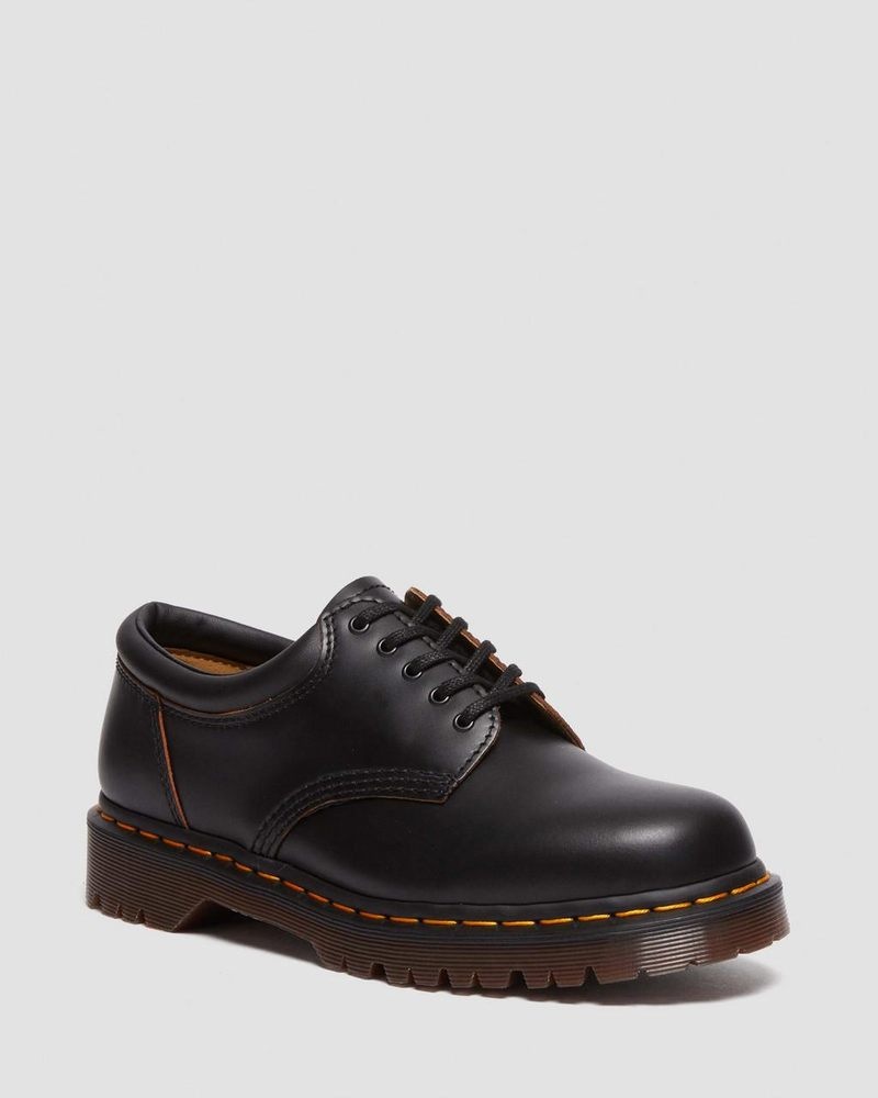 Black Dr Martens 8053 Vintage Smooth Leather Oxford Shoes (Vintage Smooth) Shoes | LY99-I5AL