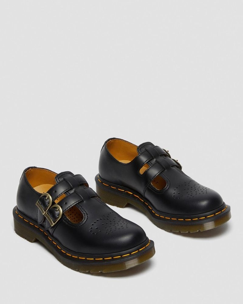 Black Dr Martens 8065 Smooth Leather Mary Jane Shoes (Smooth Leather) Shoes | LB18-Q2RN