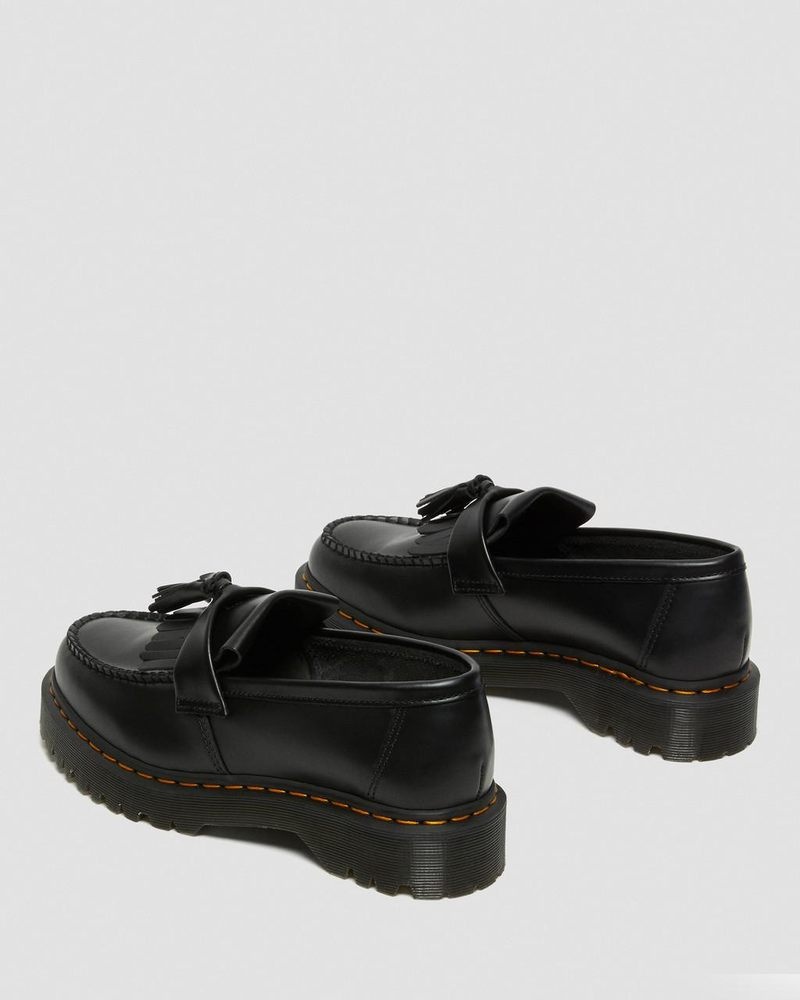 Black Dr Martens Adrian Bex Smooth Leather Tassel Loafers (Smooth Leather) Platforms Shoes | IQ12-E7MX