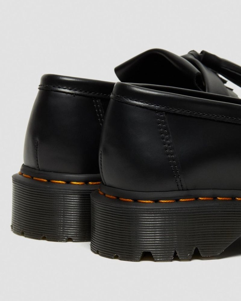 Black Dr Martens Adrian Bex Smooth Leather Tassel Loafers (Smooth Leather) Platforms Shoes | IQ12-E7MX