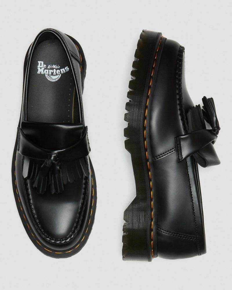 Black Dr Martens Adrian Bex Smooth Leather Tassel Loafers (Smooth Leather) Platforms Shoes | IQ12-E7MX