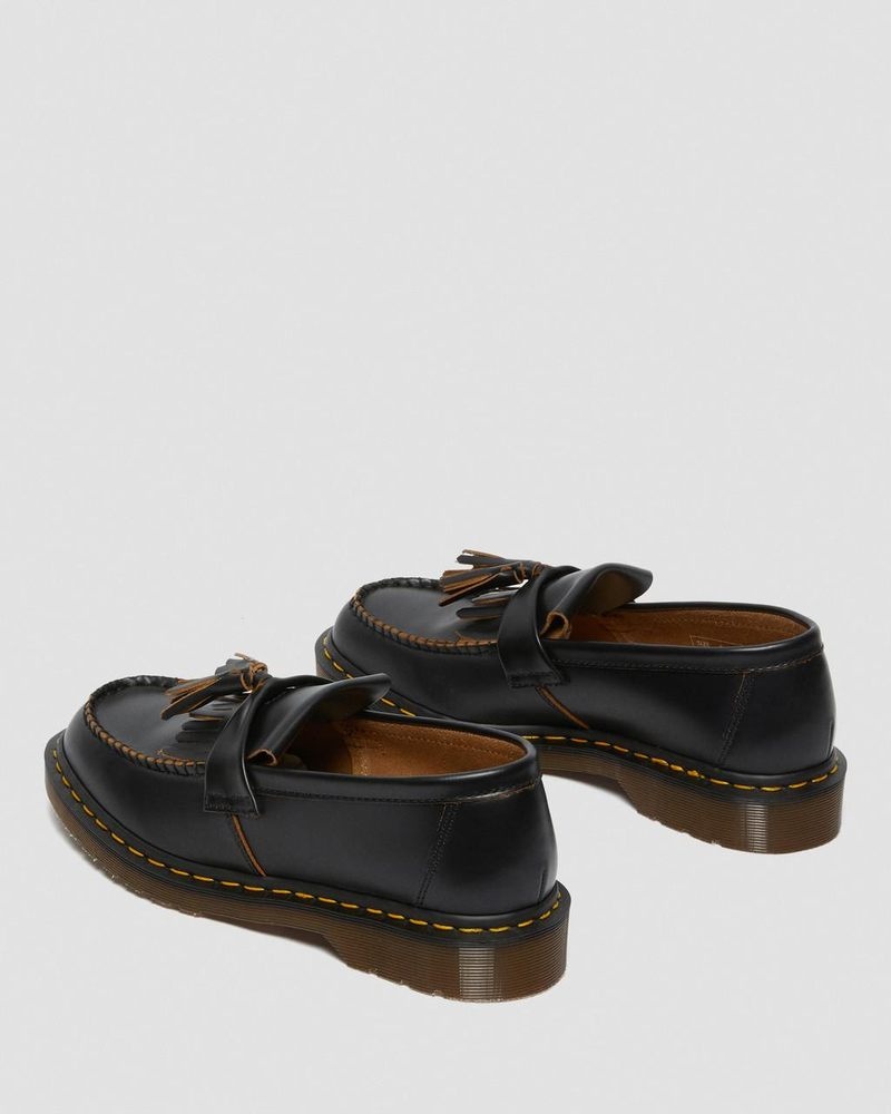 Black Dr Martens Adrian Made in England Quilon Leather Tassel Loafers (Quilon) Shoes | XS30-V7CO