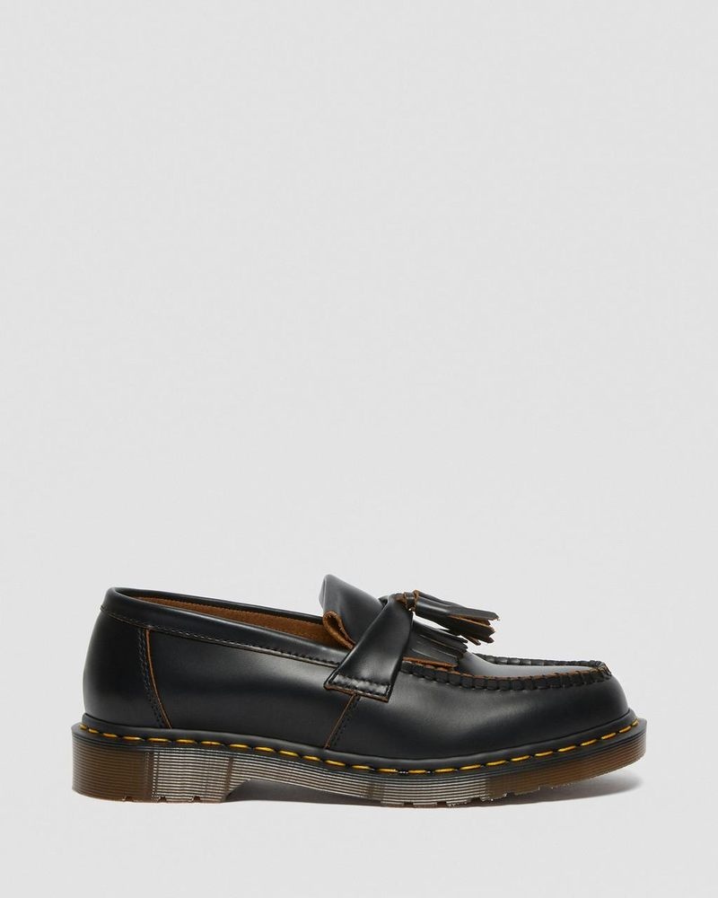 Black Dr Martens Adrian Made in England Quilon Leather Tassel Loafers (Quilon) Shoes | XS30-V7CO