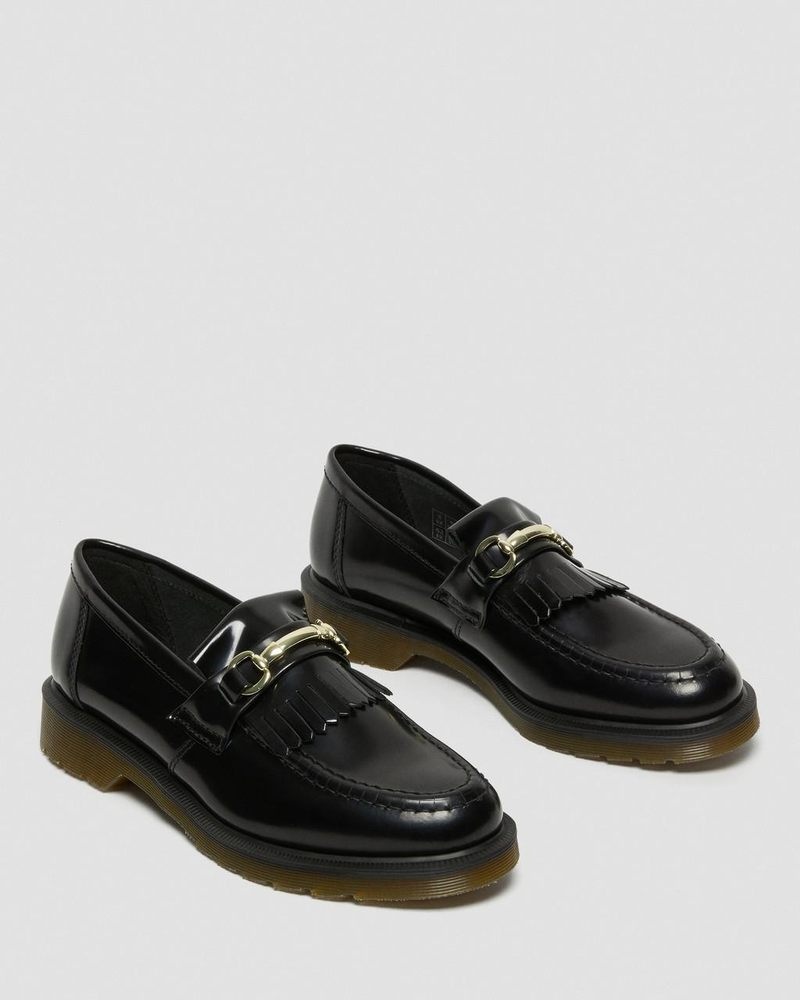 Black Dr Martens Adrian Snaffle Smooth Leather Kiltie Loafers (Polished Smooth) Shoes | JS31-B0TE