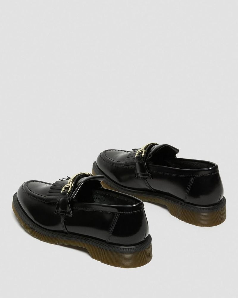 Black Dr Martens Adrian Snaffle Smooth Leather Kiltie Loafers (Polished Smooth) Shoes | JS31-B0TE