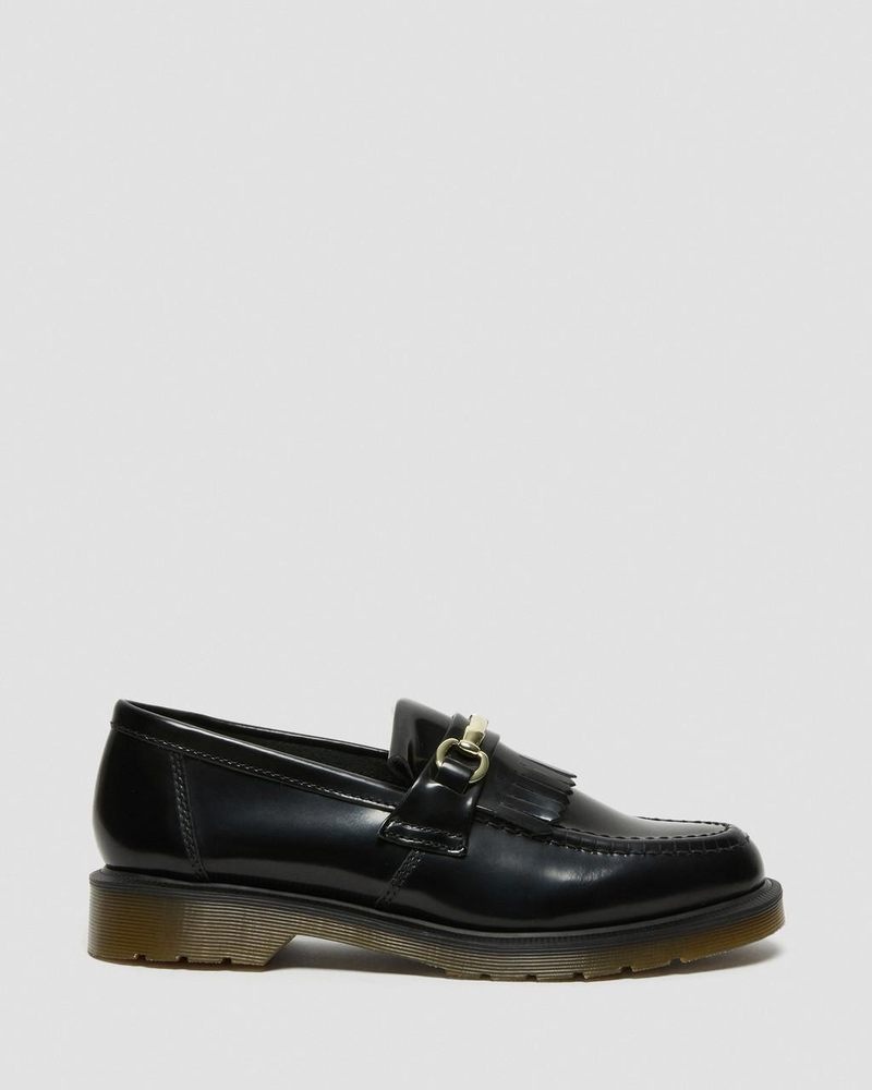 Black Dr Martens Adrian Snaffle Smooth Leather Kiltie Loafers (Polished Smooth) Shoes | JS31-B0TE