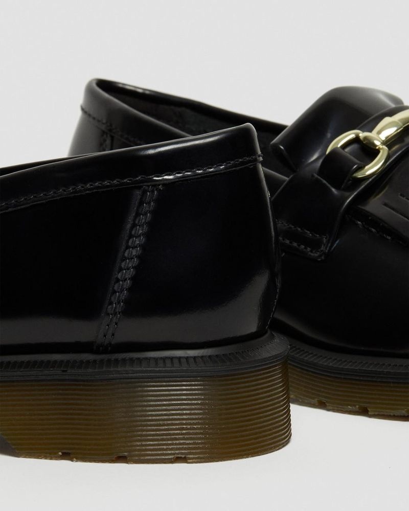 Black Dr Martens Adrian Snaffle Smooth Leather Kiltie Loafers (Polished Smooth) Shoes | JS31-B0TE