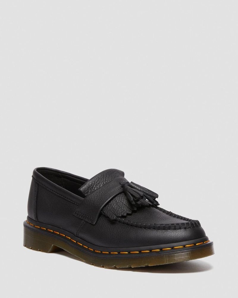 Black Dr Martens Adrian - Virginia Leather Tassel Loafers (Virginia) Shoes | JJ76-L4OU