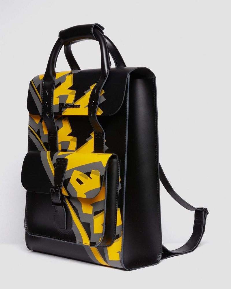 Black Dr Martens Airwair Print Leather Backpack (Kiev & Smooth) Bags & Backpacks | WA95-F6UP