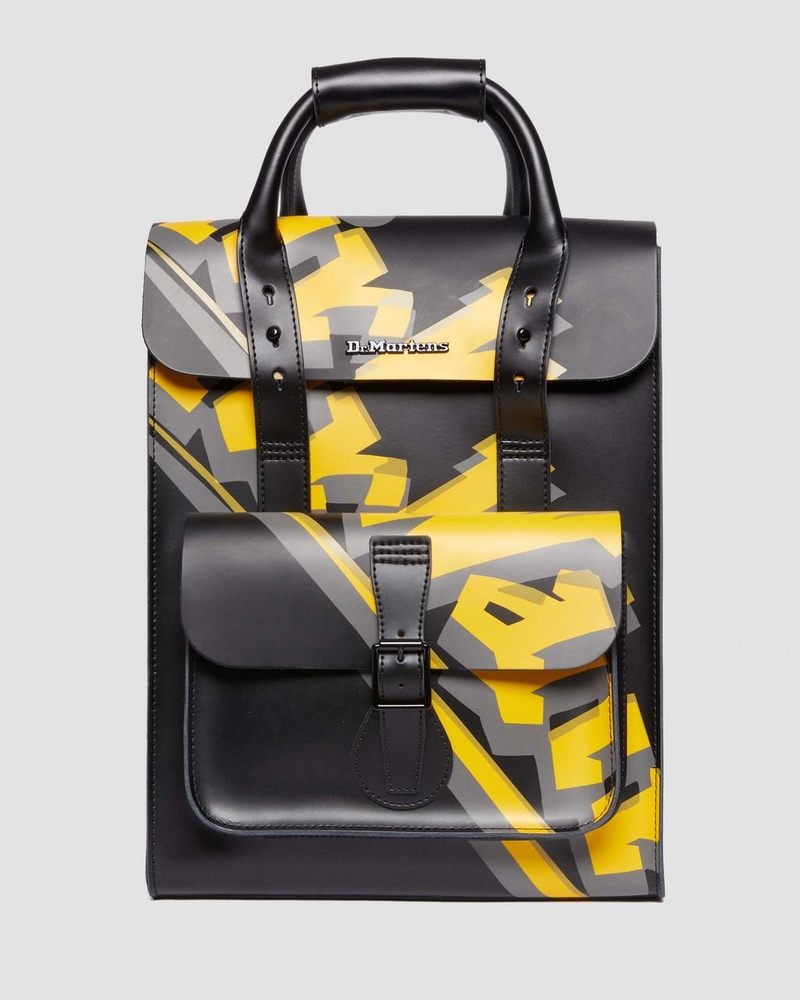 Black Dr Martens Airwair Print Leather Backpack (Kiev & Smooth) Bags & Backpacks | WA95-F6UP