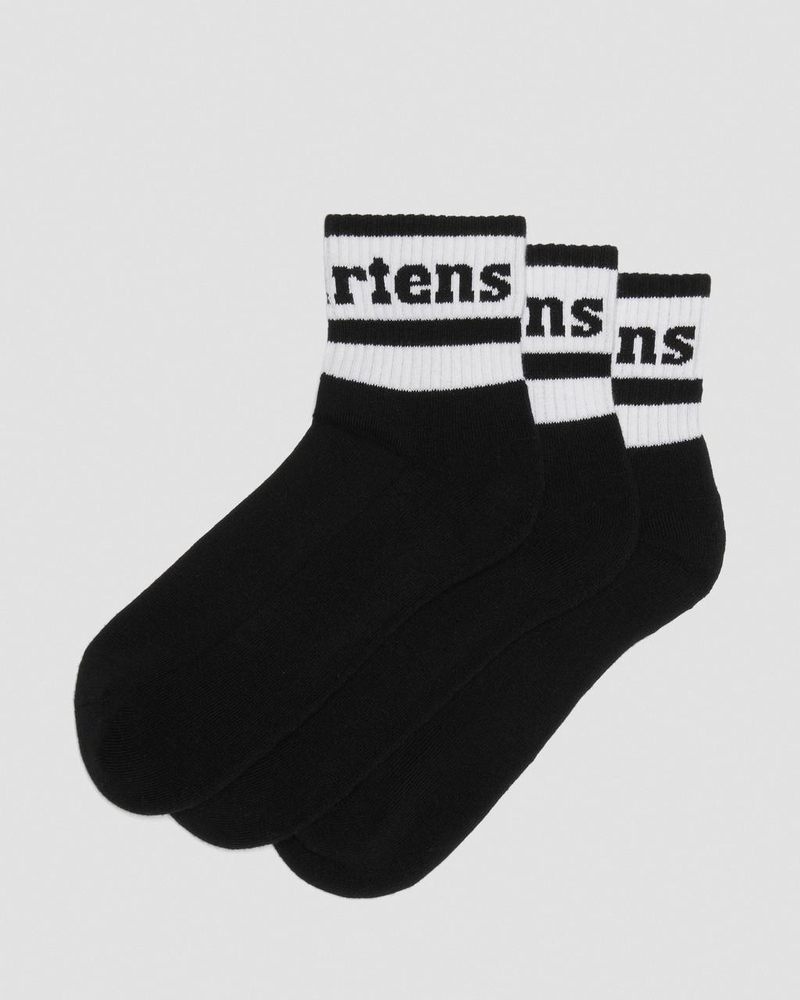 Black Dr Martens Athletic Logo Cotton Blend Short 3-Pack Socks (Cotton Blend) Socks | KB85-V7LE