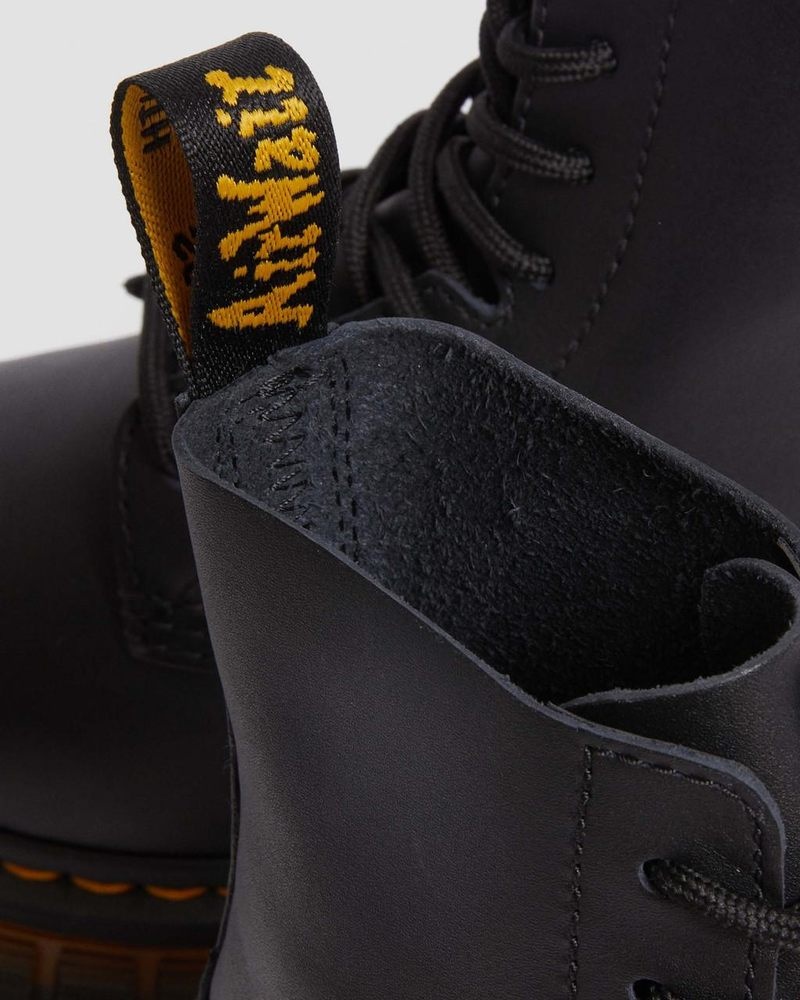 Black Dr Martens Audrick Contrast Sole Leather Platform Ankle Boots (Polished Lucido) Boots | JZ15-L8JD