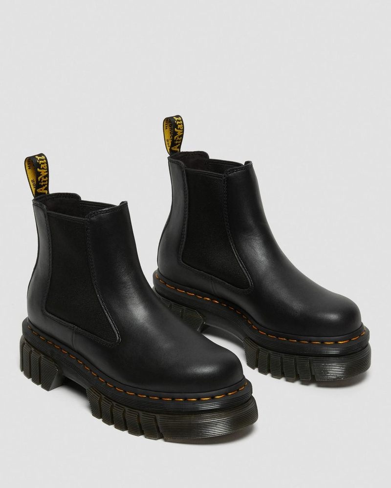 Black Dr Martens Audrick Nappa Leather Platform Chelsea Boots (Nappa Lux) Platforms Boots | SH95-K6TN