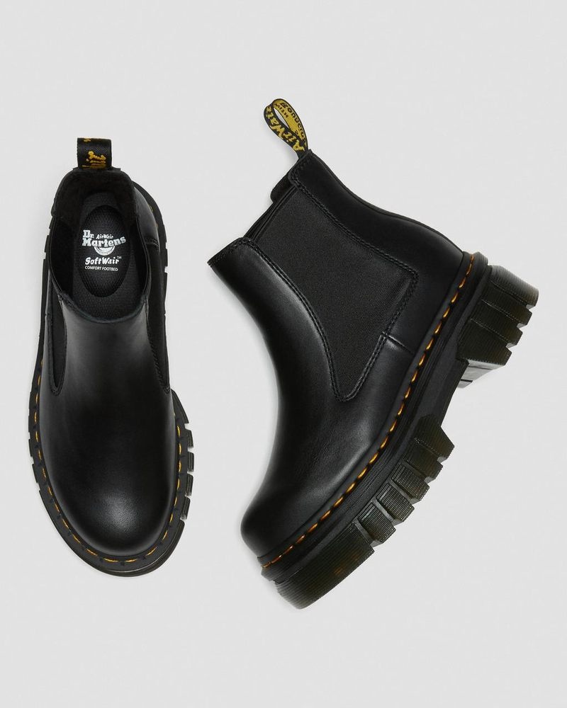 Black Dr Martens Audrick Nappa Leather Platform Chelsea Boots (Nappa Lux) Platforms Boots | SH95-K6TN