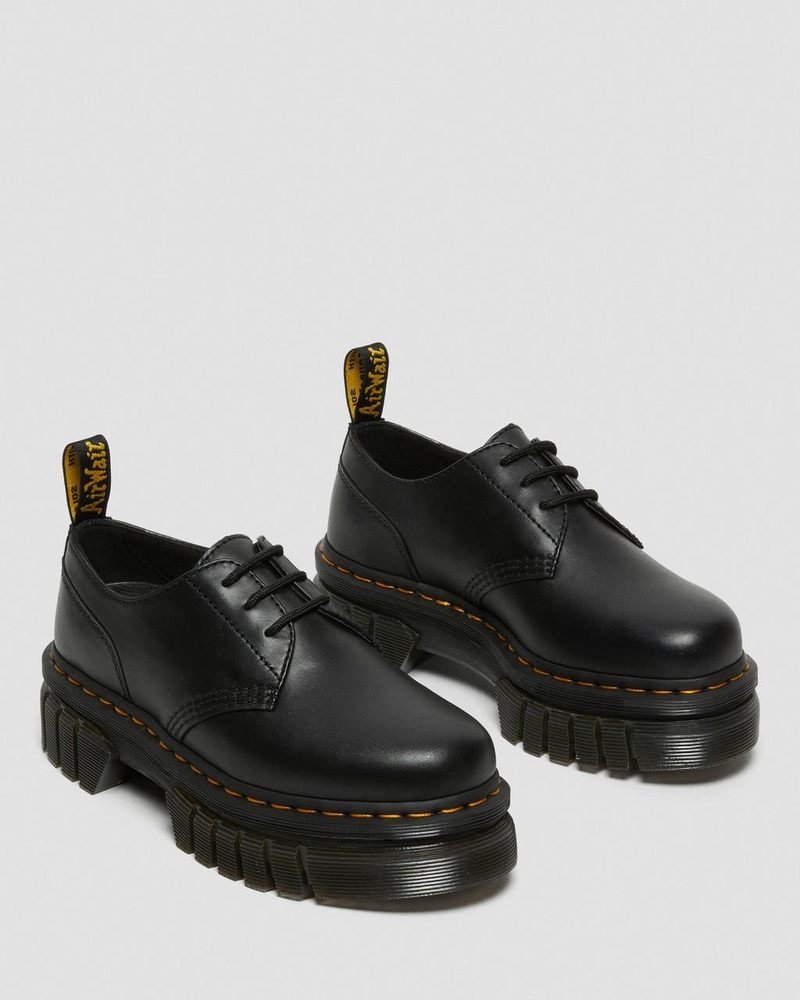 Black Dr Martens Audrick Nappa Leather Platform Shoes (Nappa Lux) Platforms Shoes | RY77-K1GA