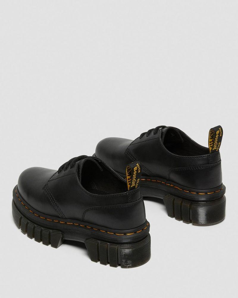 Black Dr Martens Audrick Nappa Leather Platform Shoes (Nappa Lux) Platforms Shoes | RY77-K1GA