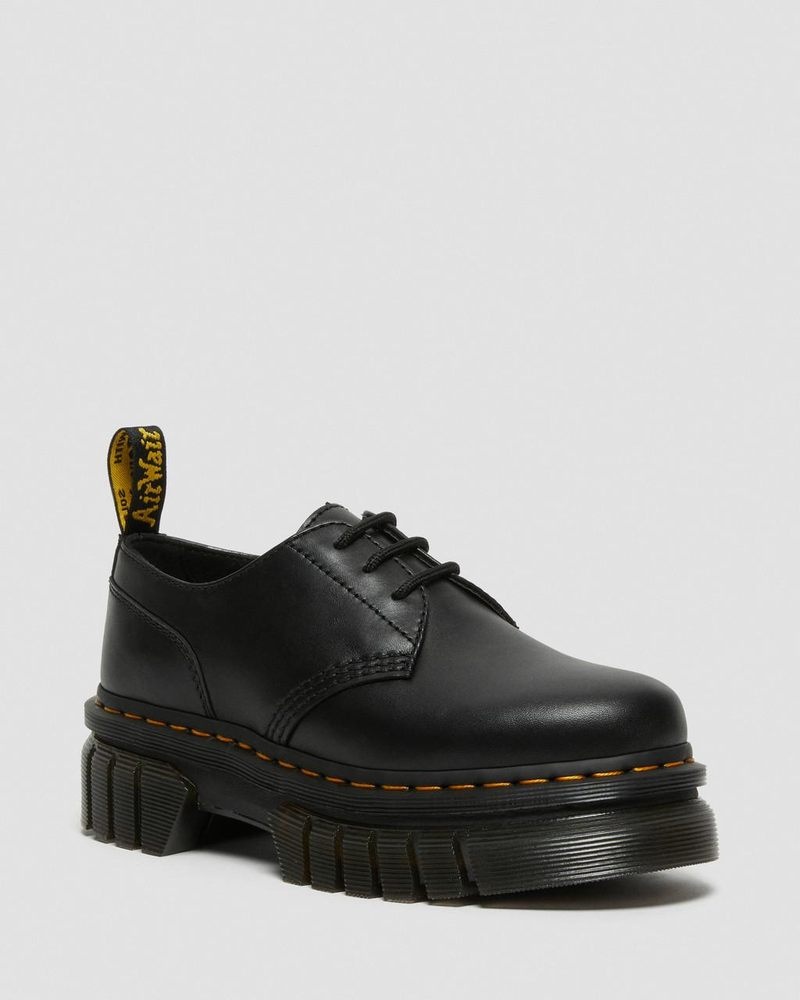 Black Dr Martens Audrick Nappa Leather Platform Shoes (Nappa Lux) Platforms Shoes | RY77-K1GA