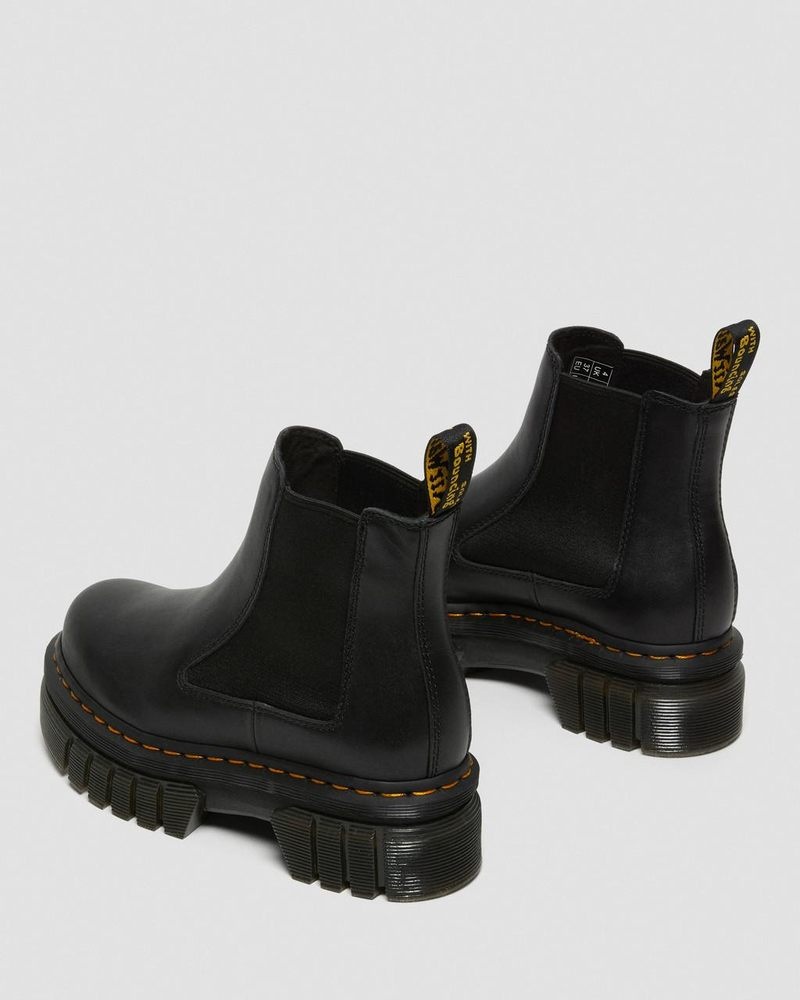 Black Dr Martens Audrick Nappa Leather Platform Chelsea Boots (Nappa Lux) Platforms Boots | JH40-F3DV