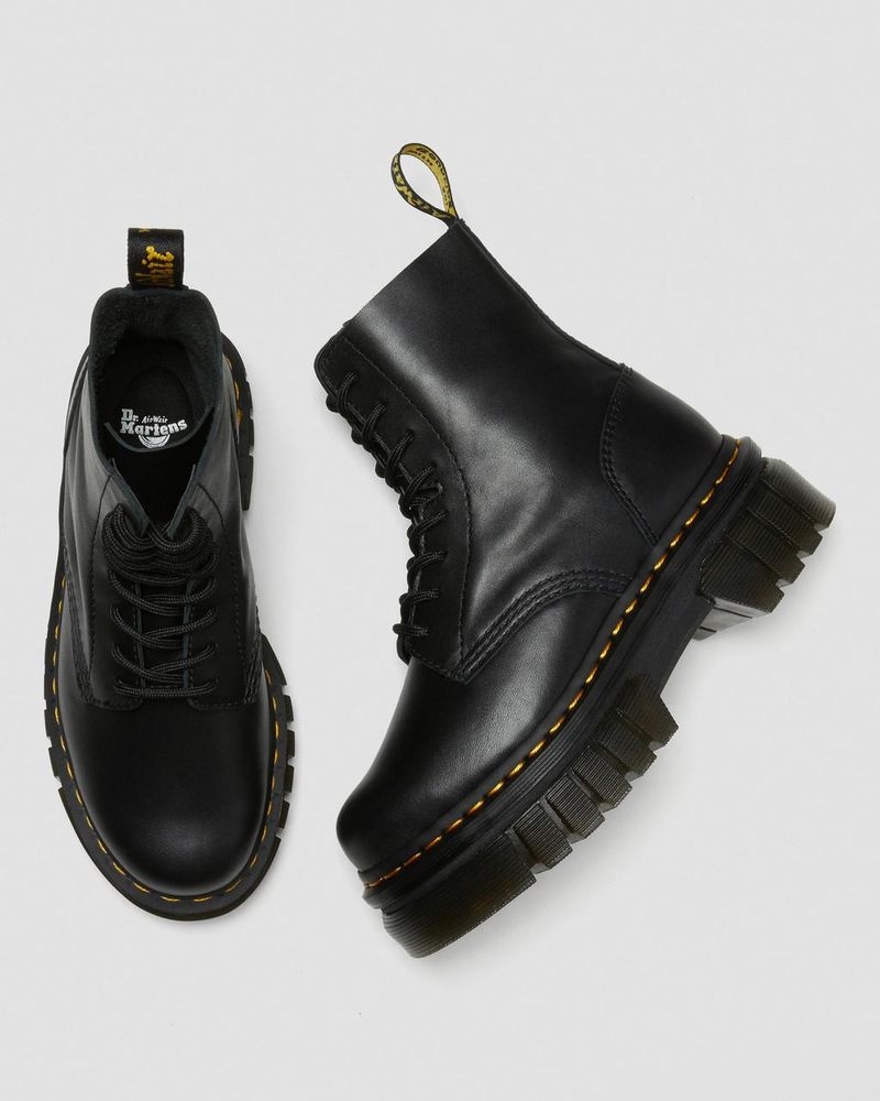 Black Dr Martens Audrick Nappa Leather Platform Ankle Boots (Nappa Lux) Platforms Boots | KD85-F0IG