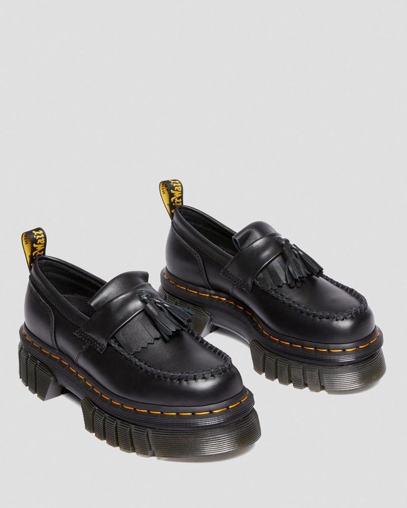 Black Dr Martens Audrick Nappa Lux Platform Loafers (Nappa Lux) Platforms | CG39-G6TA