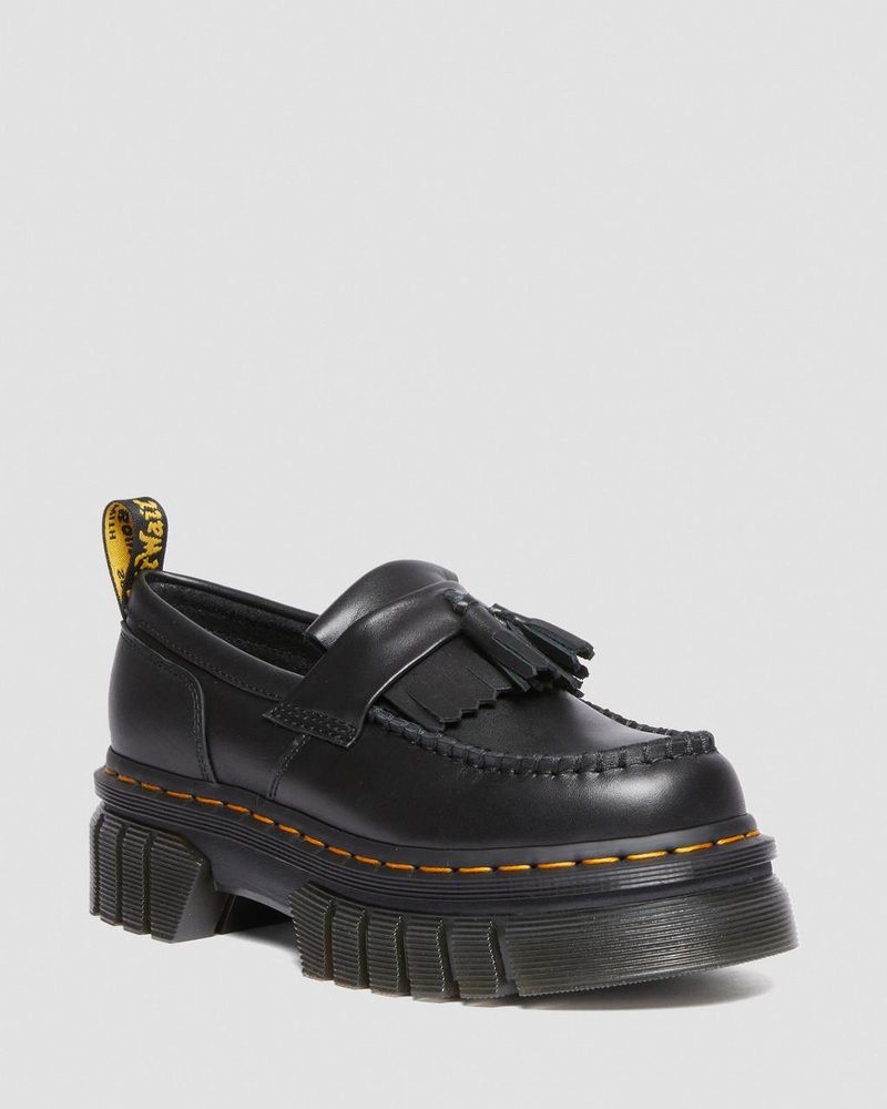 Black Dr Martens Audrick Nappa Lux Platform Loafers (Nappa Lux) Platforms | CG39-G6TA