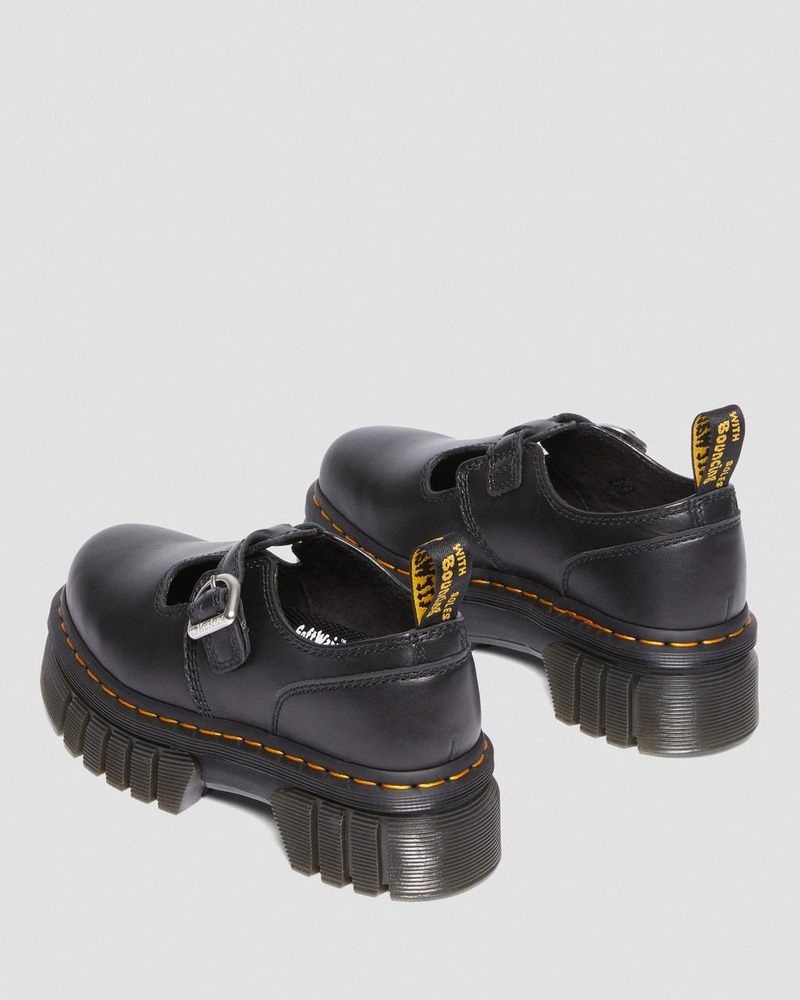 Black Dr Martens Audrick Nappa Lux Platform Mary Jane Shoes (Nappa Lux) Platforms Shoes | SH04-N7OC