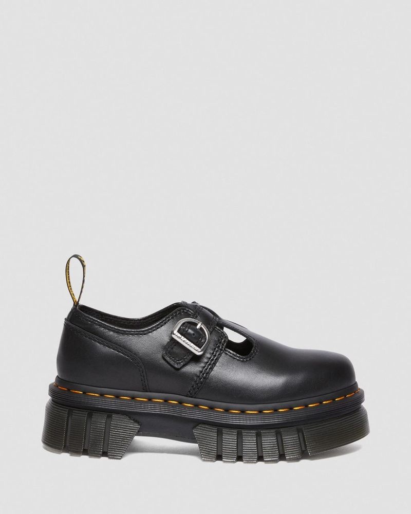 Black Dr Martens Audrick Nappa Lux Platform Mary Jane Shoes (Nappa Lux) Platforms Shoes | SH04-N7OC