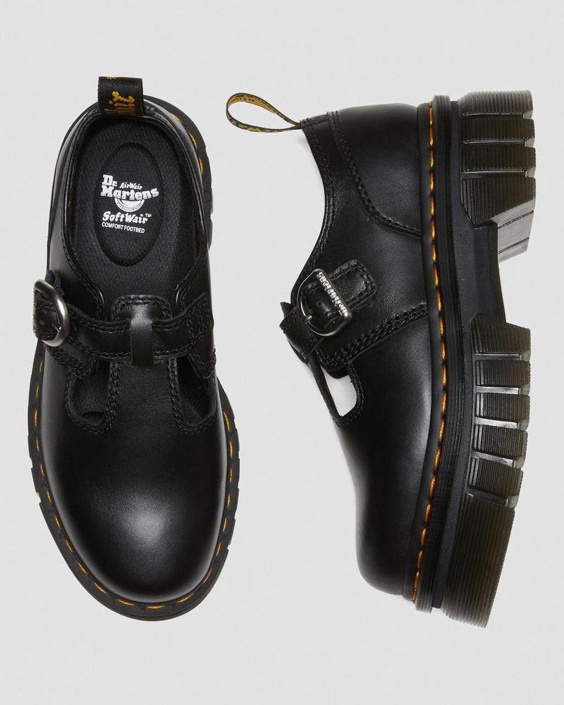 Black Dr Martens Audrick Nappa Lux Platform Mary Jane Shoes (Nappa Lux) Platforms Shoes | SH04-N7OC