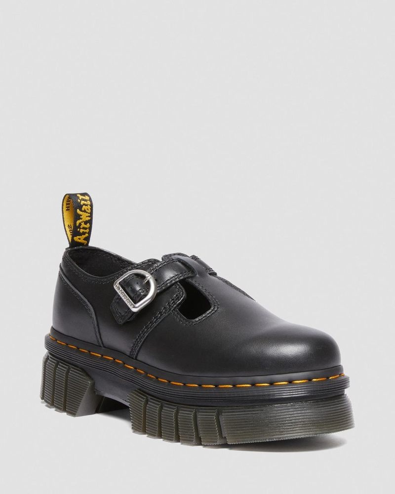 Black Dr Martens Audrick Nappa Lux Platform Mary Jane Shoes (Nappa Lux) Platforms Shoes | SH04-N7OC