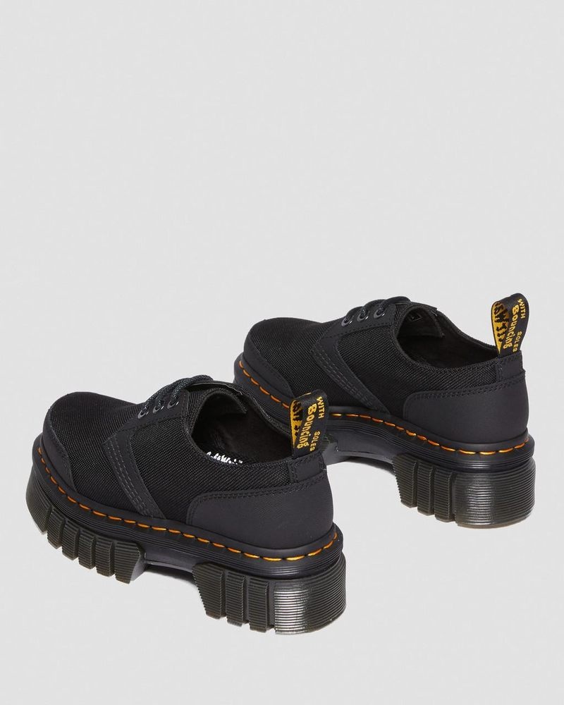 Black Dr Martens Audrick Poly & Leather Platform Shoes (Ajax+Extra Tough 50/50) Platforms | CL04-S5NO