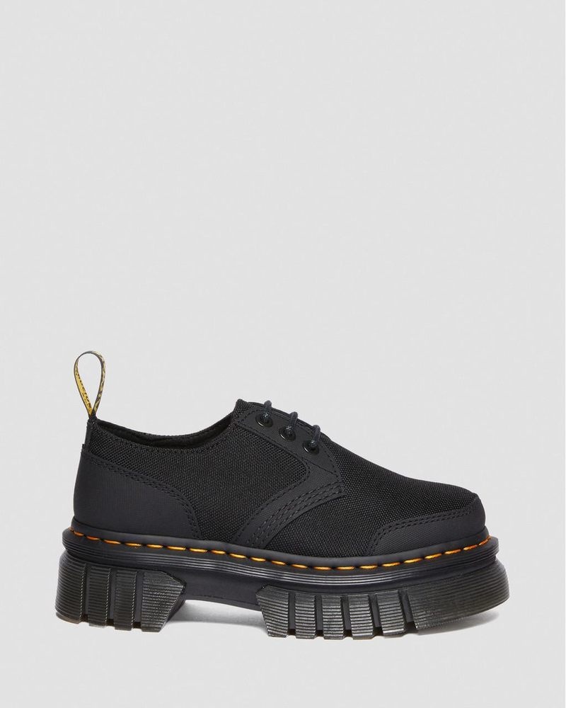 Black Dr Martens Audrick Poly & Leather Platform Shoes (Ajax+Extra Tough 50/50) Platforms | CL04-S5NO