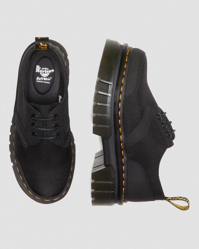 Black Dr Martens Audrick Poly & Leather Platform Shoes (Ajax+Extra Tough 50/50) Platforms | CL04-S5NO