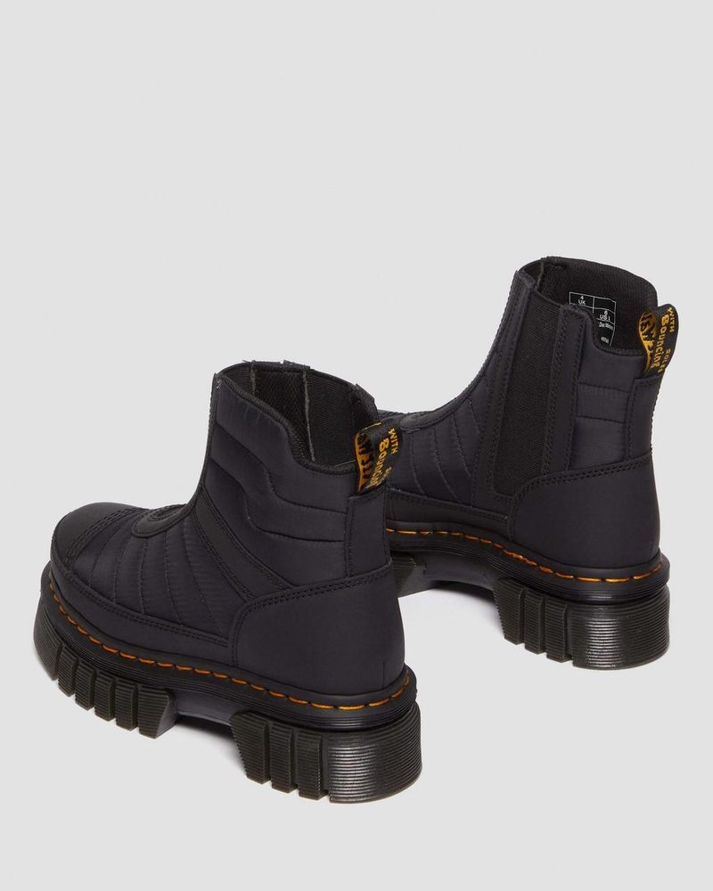 Black Dr Martens Audrick Quilted Platform Chelsea Boots (Rubberised Leather+Warm Quilted) Platforms Boots | XG23-W2HN