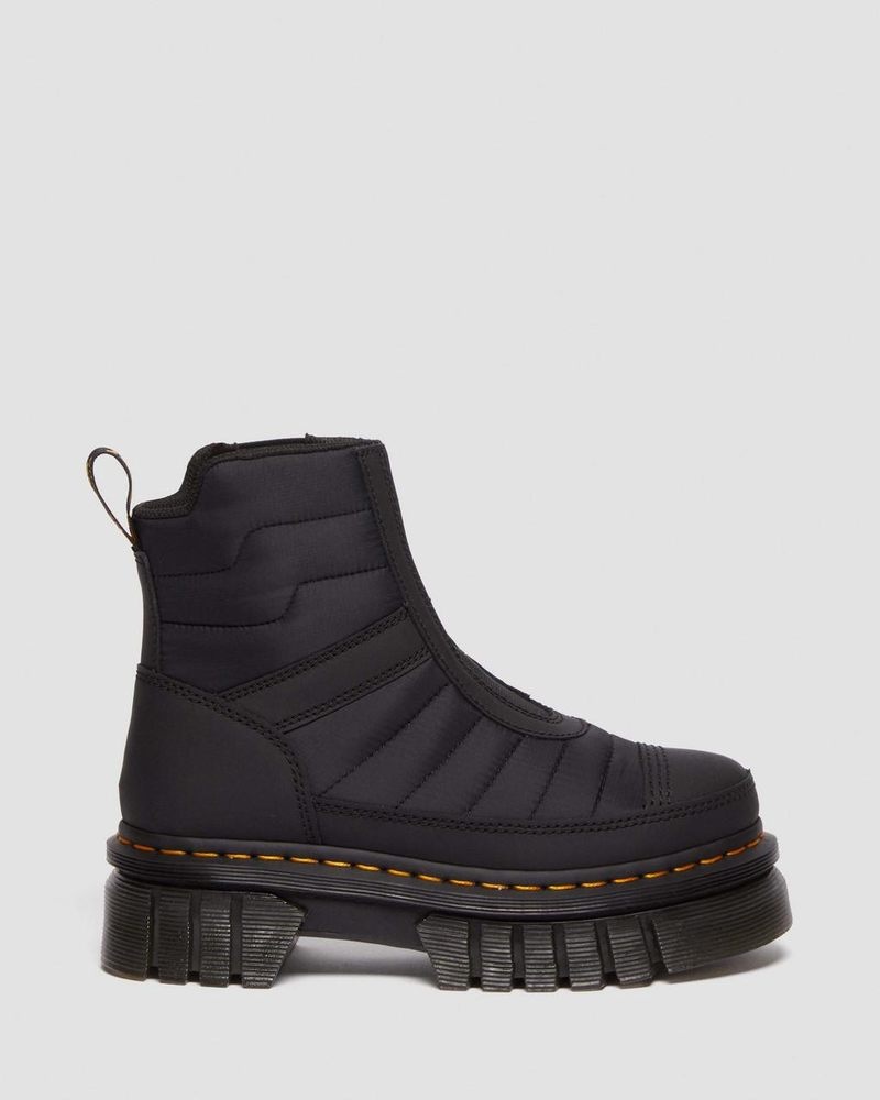 Black Dr Martens Audrick Quilted Platform Chelsea Boots (Rubberised Leather+Warm Quilted) Platforms Boots | XG23-W2HN