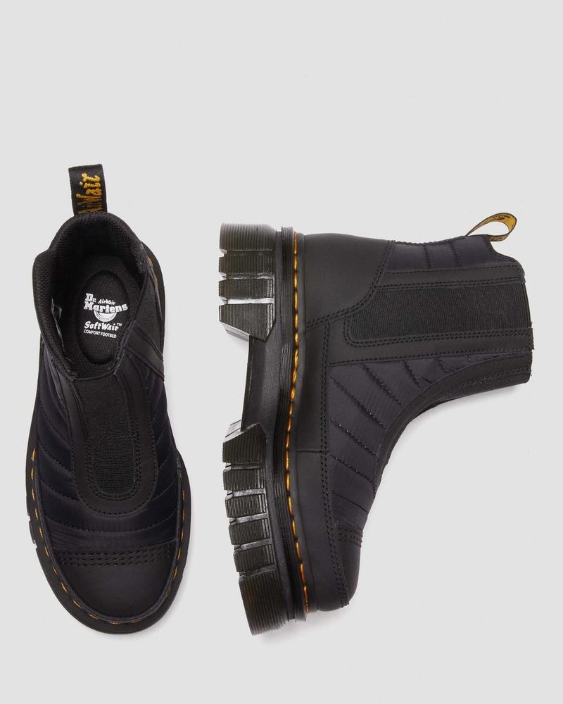 Black Dr Martens Audrick Quilted Platform Chelsea Boots (Rubberised Leather+Warm Quilted) Platforms Boots | XG23-W2HN