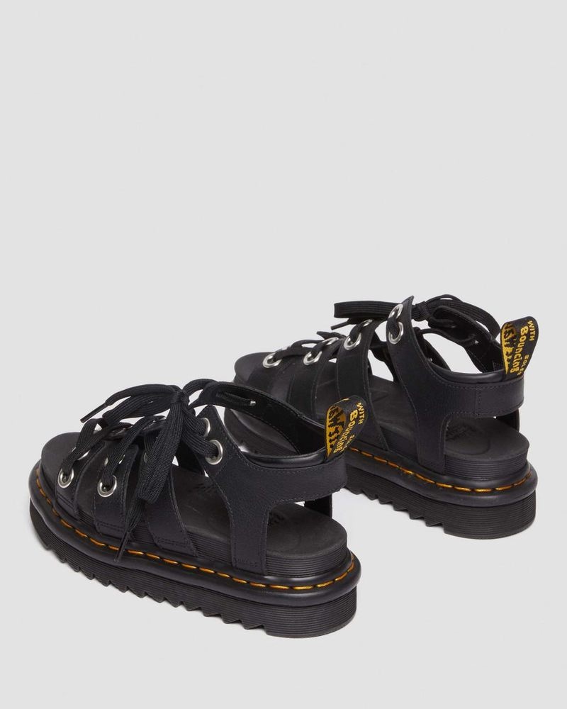 Black Dr Martens Blaire Hardware Leather Strap Sandals (Athena) Sandals | UN95-O7ZS