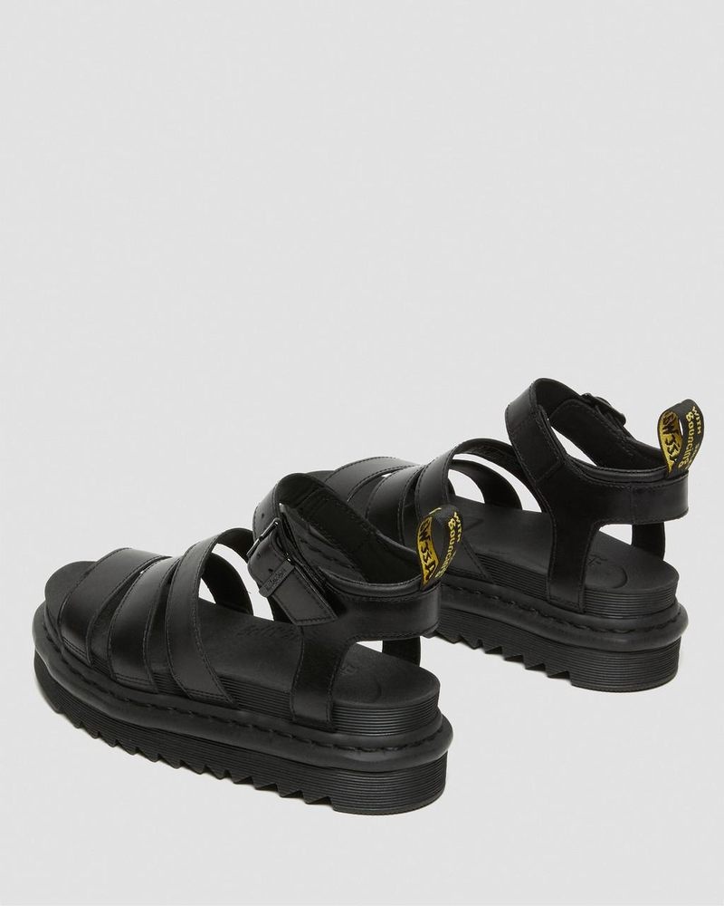 Black Dr Martens Blaire - Brando Leather Strap Sandals (Brando) Sandals | MC28-R6FF